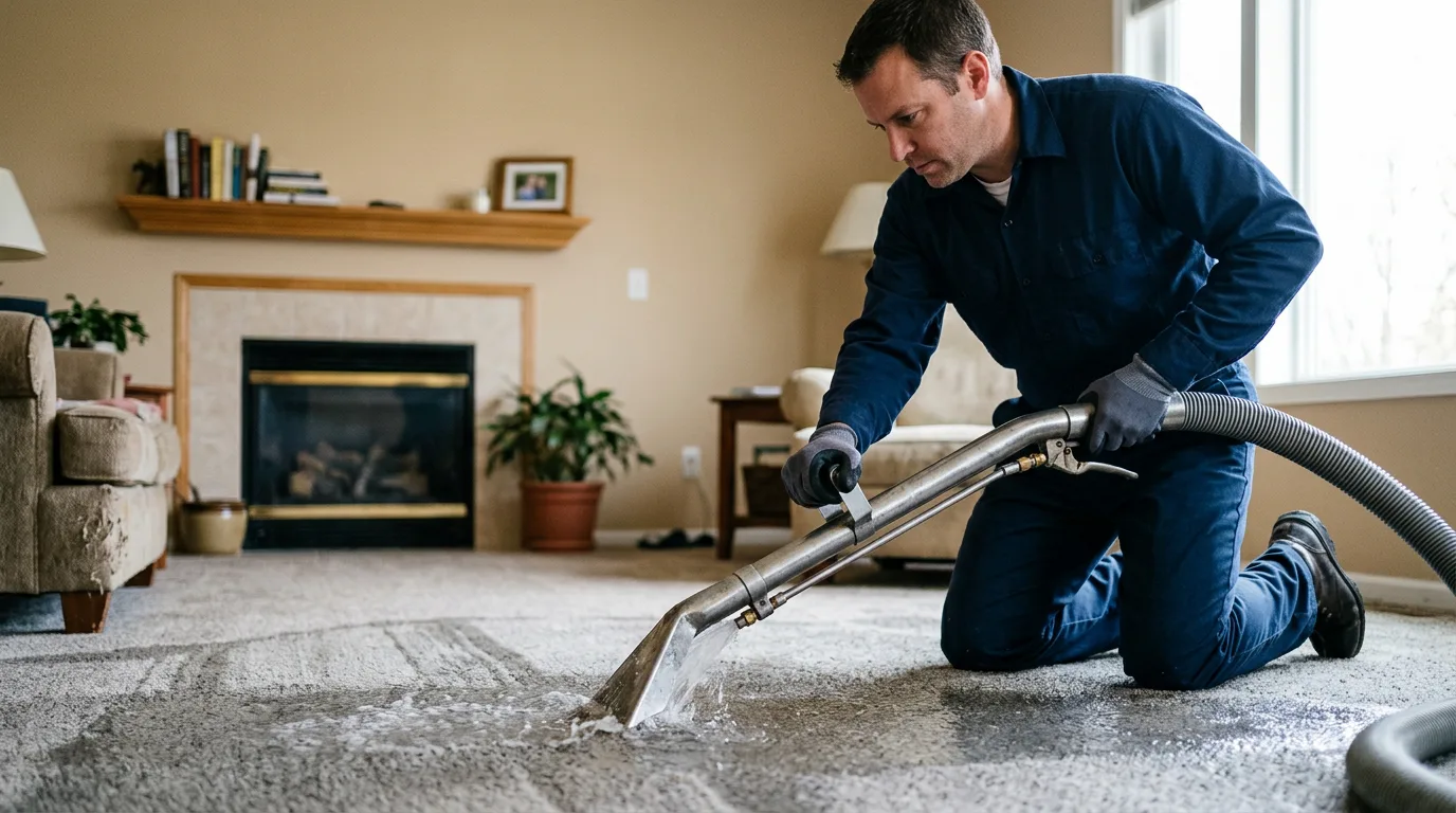 Water damage restoration technician working near Bentonville, VA